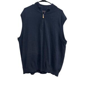 Roundtree & Yorke 2XB Navy Sleeveless Sweater Vest With Half-Zip Collar